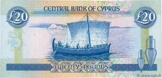 Cyprus 20 Pounds, 1992-1993 reverse