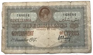 Cyprus 5 Shillings, 1918 image