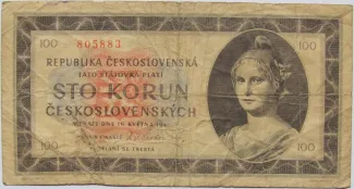 Czechoslovakia 100 Korun, 1945 image