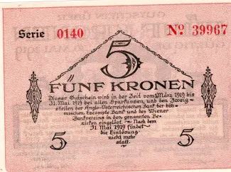 Czechoslovakia 5 Korun, 1919 reverse
