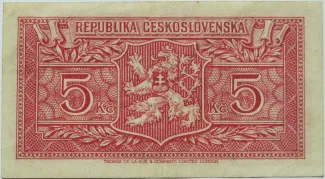Czechoslovakia 5 Korun, 1945 reverse