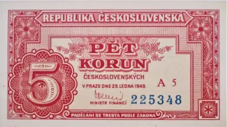 Czechoslovakia 5 Korun, 1949 image