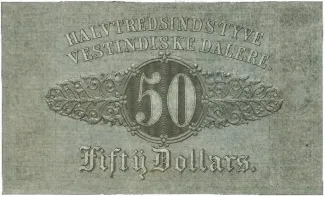 Danish West Indies 50 Vestindiske Dalere / 50 Dollars, 1850 reverse