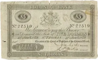 Danish West Indies 5 Dollars, 1879 obverse