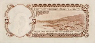 Danish West Indies 5 Francs, 1905 reverse
