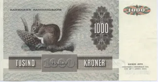 Denmark 1.000 Kroner "Egern", 1972-1992 reverse