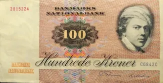 Denmark 100 Kroner "Møl", 1972-1993 obverse