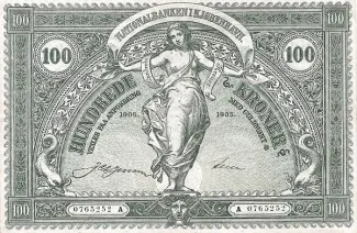 Denmark 100 Kroner, 1905-1910 obverse