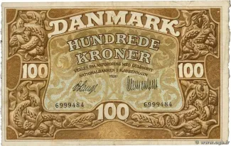 Denmark 100 Kroner, 1910-1928 obverse