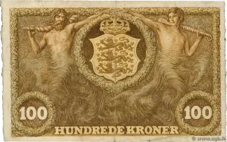 Denmark 100 Kroner, 1910-1928 reverse