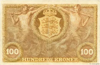 Denmark 100 Kroner, 1930-1936 reverse