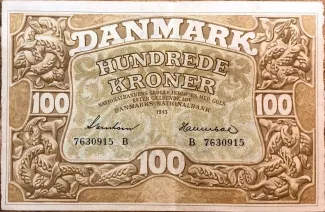 Denmark 100 Kroner, 1938-1943 obverse