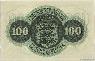 Denmark 100 Kroner, 1944-1960 reverse
