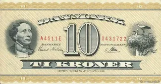 Denmark 10 Kroner "Blindetier", 1950-1952 obverse
