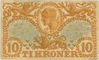 Denmark 10 Kroner, 1913-1928 reverse