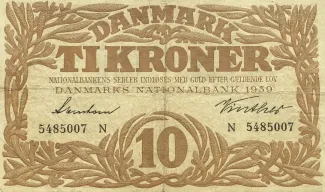 Denmark 10 Kroner, 1937-1943 obverse