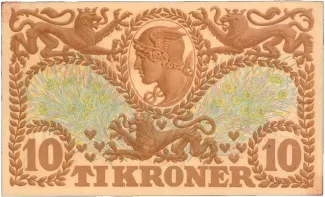 Denmark 10 Kroner, 1940 reverse