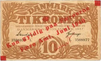 Denmark 10 Kroner, 1940 obverse