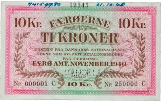 Denmark 10 Kroner, 1940 obverse