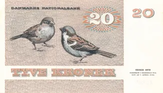 Denmark 20 Kroner "Spurve", 1979-1988 reverse