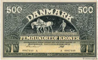 Denmark 500 Kroner "Plovmand", 1939-1941 obverse