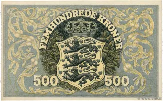 Denmark 500 Kroner "Plovmand", 1939-1941 reverse