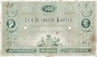 Denmark 500 Kroner, 1875-1907 obverse