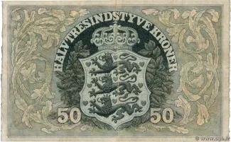 Denmark 50 Kroner, 1911-1928 reverse