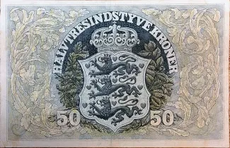Denmark 50 Kroner, 1938-1942 reverse