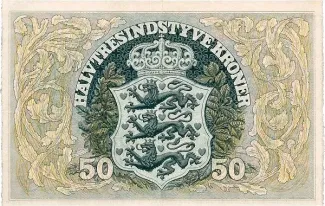 Denmark 50 Kroner, 1940 reverse