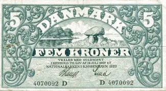Denmark 5 Kroner, 1912-1929 obverse