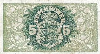 Denmark 5 Kroner, 1912-1929 reverse