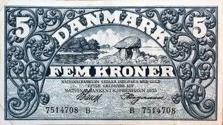 Denmark 5 Kroner, 1931-1936 obverse
