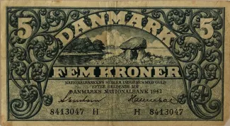 Denmark 5 Kroner, 1937-1943 obverse