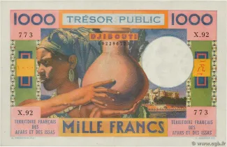 Djibouti 1.000 Francs, 1974 obverse