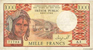 Djibouti 1.000 Francs, 1975 obverse