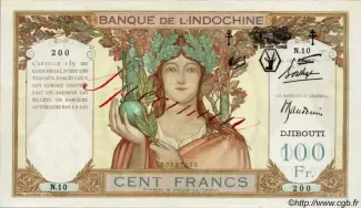Djibouti 100 Francs, 1943 image