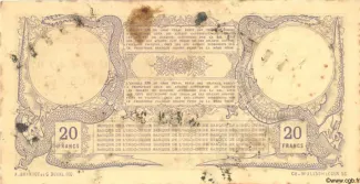 Djibouti 20 Francs, 1910 reverse