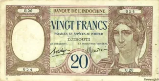 Djibouti 20 Francs, 1928 image