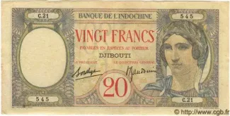 Djibouti 20 Francs, 1928 image