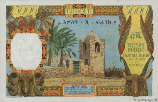 Djibouti 5.000 Francs, 1969 reverse