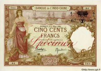 Djibouti 500 Francs, 1943 image