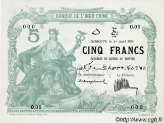 Djibouti 5 Francs, 1923 image