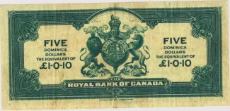 Dominica 5 Dollars, 1920 reverse