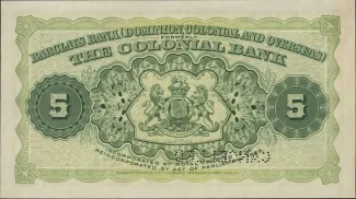 Dominica 5 Dollars, 1926 reverse