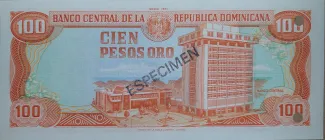 Dominican Republic 100 Pesos, 1977-1987 reverse