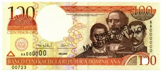 Dominican Republic 100 Pesos, 2000 obverse