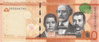 Dominican Republic 100 Pesos, 2014-2016 obverse