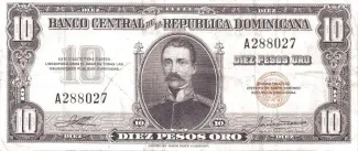 Dominican Republic 10 Pesos, 1947-1949 obverse