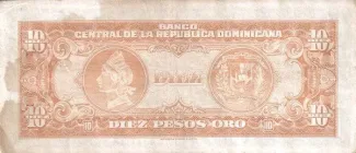 Dominican Republic 10 Pesos, 1959 reverse